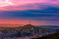 Seoul skyline on a perfect day with a focus on Central Business District while parts of Gangnam Business District