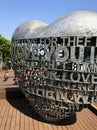 Seoul, South Korea - April 29, 2017: Heart sculpture at the foot of the N Seoul Tower