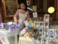 Seoul, South Korea - April 30, 2017. A Korean girl sells dried lavender at Bukchon Hanok Village.