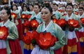 Seoul, South Korea-April 29, 2017: Performers take part in a lantern parade to celebrate Buddha`s birthday