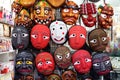 SEOUL, SOUTH KOREA - AUGUST 14, 2015: Traditional Korean wooden masks sold in Insadong area of Seoul, South Korea Royalty Free Stock Photo