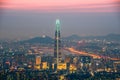 South Korea skyline of Seoul, The best view of South Korea with Lotte world mall at Namhansanseong Fortress