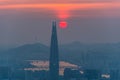 South Korea skyline of Seoul, The best view of South Korea with Lotte world mall at Namhansanseong Fortress