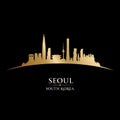 Seoul South Korea city skyline silhouette black background