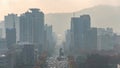 Seoul South Korea city skyline time lapse with heavy ultrafine dust (PM 2.5)