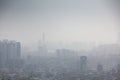 Seoul, South Korea, city view from above, cityscape, smog and problems with clean air and ecology Royalty Free Stock Photo