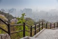 Seoul, South Korea city view from above, cityscape, smog and problems with clean air and ecology Royalty Free Stock Photo