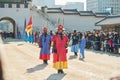 Seoul, South Korea - January 17, 2019: January 17, 2019 dressed in traditional costumes from Gwanghwamun gate of Gyeongbokgung