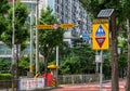 Seoul, South Korea - July 2020 : School zone traffic sign and Camera that controls speeding cars