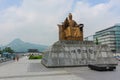 Seoul, South Korea - July 25, 2021: Statue of Sejong the Great, located at the Sejongno, Gwanghwamun Plaza in central Seoul. One