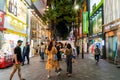 Seoul, South Korea - 30 June, 2018 : Crowded night market in Myeongdong, the most popular shopping district for local and tourist