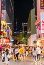 Seoul, South Korea - 30 June, 2018 : Crowded night market in Myeongdong, the most popular shopping district for local and tourist