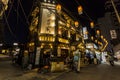 Seoul, South Korea - June 1, 2017: People sitting near fish korean restaurant. Seoul nightlife