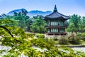 Beautiful Hyangwonjeong pavilion on an artificial island -Seoul