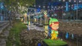 Seoul, South Korea night time lapse in Gwanak Starlight Walk festival at Dorimcheon Stream
