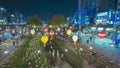 Seoul, South Korea night time lapse of tourist in Gwanak Starlight Walk festival at Dorimcheon Stream,