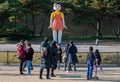 The giant doll from Netflix original series `Squid Game` at the Olympic Park in Seoul.