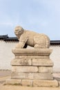 Seoul, South Korea- Oct 25, 2019 : Haechi statue infront of gyeongbokgung palace. Royalty Free Stock Photo