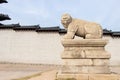 Seoul, South Korea- Oct 25, 2019 : Haechi statue infront of gyeongbokgung palace. Royalty Free Stock Photo