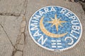 Seoul, South Korea- Oct 24, 2019 : Round painting of insignia that contain word naminara republic with sign of moon and star