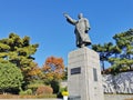 SEOUL, SOUTH KOREA - OCTOBER 26, 2022 Kim Gu (Kim Koo) statue raises his right hand