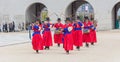 SEOUL, SOUTH KOREA - October 26, 2015 : The soldier march changing of the guard demonstration at Gyeongbokgung Palace on October