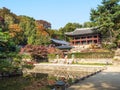 Juhamnu palace and Buyeongji pond in Seuol city