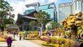 Visitors in decorative garden of Jogyesa Temple