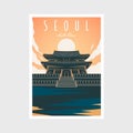 Seoul South Korea Poster Design illustration, South Korea Palace poster design
