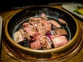 Seoul, South Korea - Prime rib on charcoal grill. Traditional Korean food. Beef barbecue. Delicious and one of the most popular