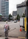 Seoul, South Korea - A protester wearing cape denouncing North Korea`s killing of South Korean official and burning his body.