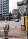 Seoul, South Korea - A protester wearing cape denouncing North Korea`s killing of South Korean official and burning his body.