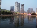 Large buildings seen from the river in a residential neighborhood in Seoul