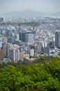 Seoul South Korea urban cityscape during yellow dust pollution