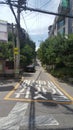 Seoul street in Korea security road sign.