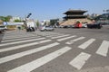 Road, lane, asphalt, infrastructure, zebra, crossing, mode, of, transport, pedestrian, vehicle, surface, residential, area, street Royalty Free Stock Photo