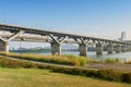 Seoul Subway and Bridge at Hanriver in Seoul, South korea