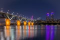 Seoul Subway and Bridge at Hanriver in Seoul, South korea