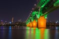 Seoul Subway and Bridge at Hanriver in Seoul, South korea