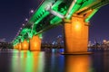 Seoul Subway and Bridge at Hanriver in Seoul, South korea.