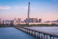 Seoul Subway and Bridge at Hanriver in Seoul, South korea.