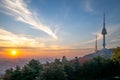 Seoul tower and city wall in seoul, south korea Royalty Free Stock Photo