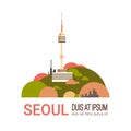 Seoul Tower Cityscape South Korea City View With Famous Landmarks Modern Cityscape Banner With Copy Space