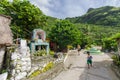 Sep 21,2017 A child is runing on the road at Ivatan Island, Bat