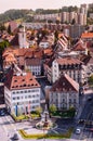 Aerial view of La Chaux de Fonds cityscape, Switzerland