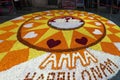 Onam celebration the flower decoration or pookalam at mumbai Chhatrapati Shivaji maharaj Turminus Mumbai