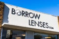 Sep 25, 2019 San Carlos / CA / USA - BorrowLenses sign at the renting office in San Francisco Bay Area; BorrowLenses, is a rental