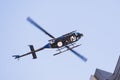 Sep 20, 2019 San Francisco / CA / USA - Sky Fox 2 News helicopter hovering high in the sky