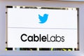 Sep 12, 2019 Sunnyvale / CA / USA - Twitter and CableLabs logos at their offices in Silicon Valley; Cable Television Laboratories