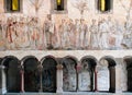 Old arch hall fresco wall painting of Fraumunster Church in Zurich Old town Altstadt Royalty Free Stock Photo